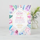 Crystal Gemstone Birthday Invitation (Debout devant)