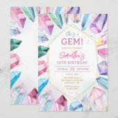 Crystal Gemstone Birthday Invitation (Devant / Derrière)