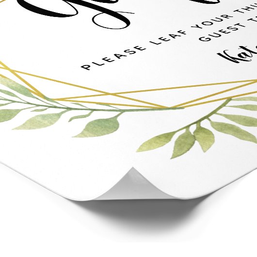 Crystal greenery bruiloft guestbook Tree SIGN Poster (Hoek)