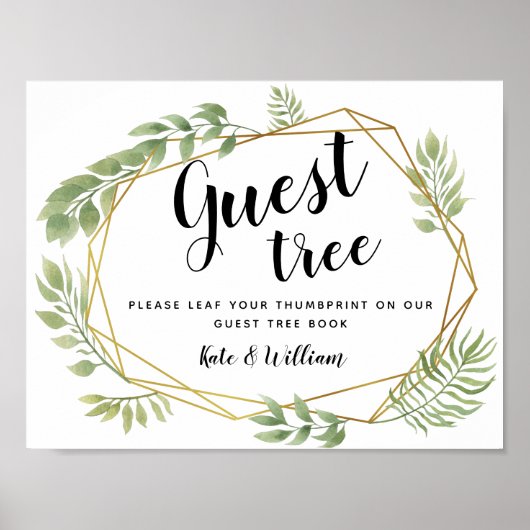 Crystal greenery bruiloft guestbook Tree SIGN Poster (Voorkant)