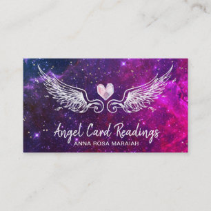 *~* Crystal Heart Angel Wings Cosmic Stars Visitekaartje