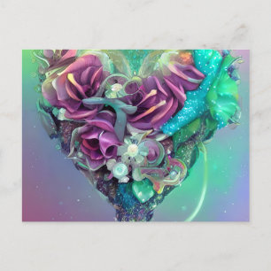 Crystal Heart Rainbow Pastel Paarse Tones Fantasy Briefkaart