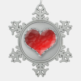 Crystal Heart Tin Sneeuwvlok Ornament