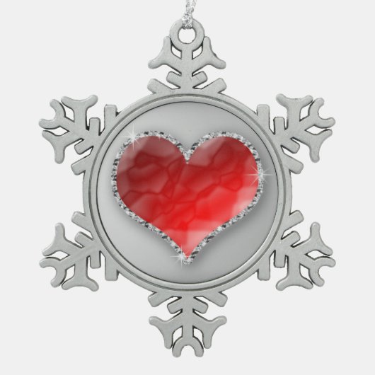 Crystal Heart Tin Sneeuwvlok Ornament (Voorkant)