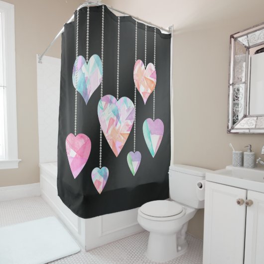 Crystal Hearts Shower Curtain Douchegordijn (In situ)