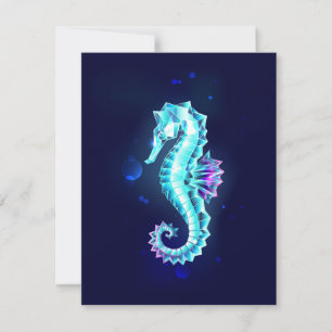 Crystal Ice Seahorse op blauwe achtergrond Bedankkaart
