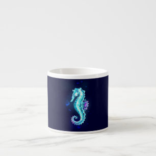 Crystal Ice Seahorse op blauwe achtergrond Espresso Kop