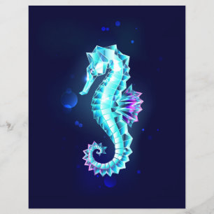 Crystal Ice Seahorse op blauwe achtergrond Flyer