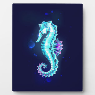 Crystal Ice Seahorse op blauwe achtergrond Fotoplaat