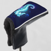 Crystal Ice Seahorse op blauwe achtergrond Golfheadcover (3/4 voorkant)