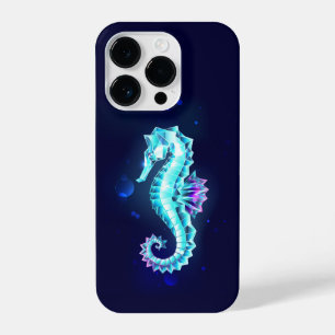 Crystal Ice Seahorse op blauwe achtergrond iPhone 14 Plus Hoesje