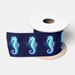 Crystal Ice Seahorse op blauwe achtergrond Lint