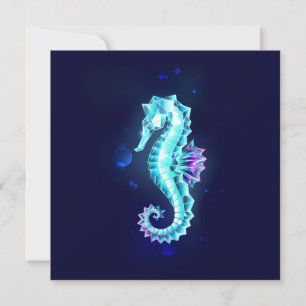 Crystal Ice Seahorse op blauwe achtergrond Notitiekaartje