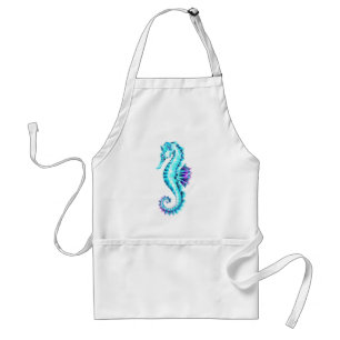 Crystal Ice Seahorse op blauwe achtergrond Standaard Schort