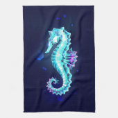 Crystal Ice Seahorse op blauwe achtergrond Theedoek (Verticaal)
