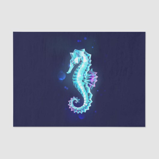 Crystal Ice Seahorse op blauwe achtergrond Tissuepapier (Voorkant)