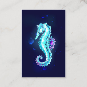 Crystal Ice Seahorse op blauwe achtergrond Visitekaartje