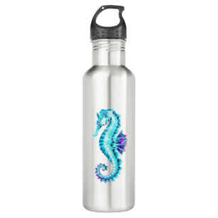 Crystal Ice Seahorse op blauwe achtergrond Waterfles