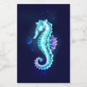 Crystal Ice Seahorse op blauwe achtergrond Wijn Etiket (Enkel label)