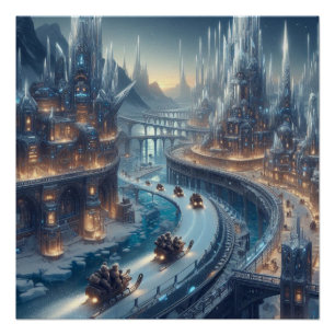 Crystal Ice World Fantasy Art Glossy Poster Perfect Poster