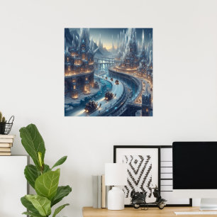 Crystal Ice World Fantasy Art Poster