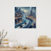 Crystal Ice World Fantasy Art Poster (Keuken)