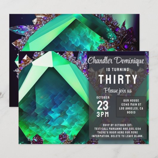 Crystal Jewel Green Emerald Edelsteen May Birthday Kaart (Voorkant / Achterkant)