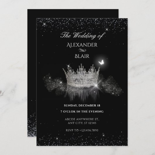 Crystal Kroon Koningin Flat Save The Date Kaart (Voorkant / Achterkant)