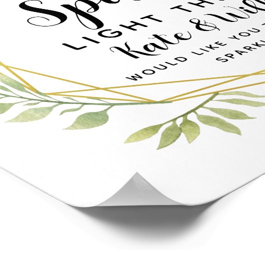 Crystal leaf bruiloft sparkler stuurt bruiloft af poster (Hoek)