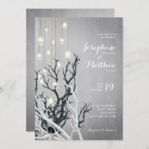 Crystal Light String White Branch Grey Wedding