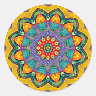"Crystal Mandala Quilt" Ronde Sticker