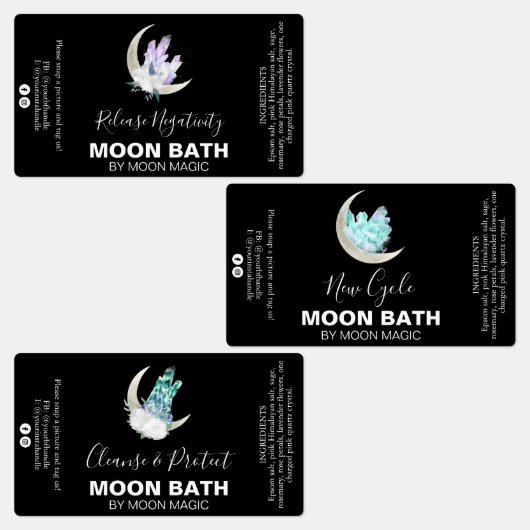 Crystal Moon Bath Soak Spell Labels (Groep)