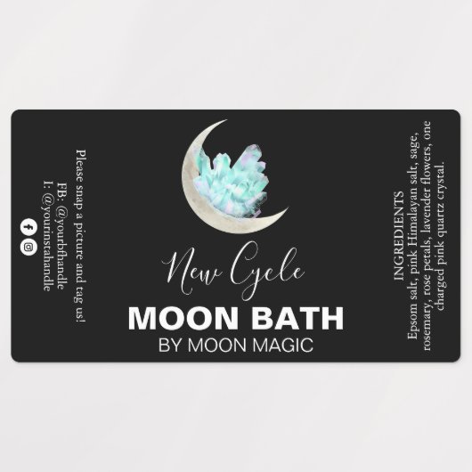 Crystal Moon Bath Soak Spell Labels (Design 2)