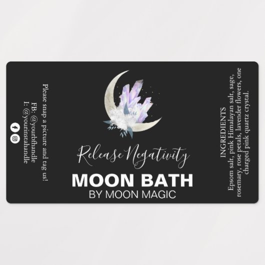 Crystal Moon Bath Soak Spell Labels (Design 1)