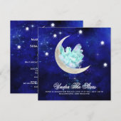 *~* CRYSTAL MOON STARS RSVP Website AR14 Wedding Kaart (Voorkant / Achterkant)