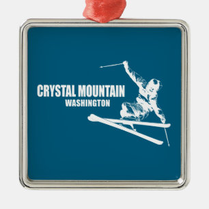 Crystal Mountain Washington Skier Metalen Ornament