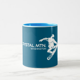 Crystal Mountain Washington Snowboarder Tweekleurige Koffiemok