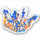 Crystal Pareltjes Rocks Blue Oranje Abstracte kuns Sticker (Voorkant)