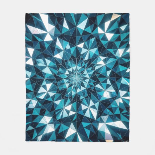 Crystal pattern Ocean Hues Kaleidoscope Pattern Fleece Deken (Voorkant)