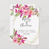 Crystal Peach Roses mariage RSVP réponse CARTE (Devant / Derrière)