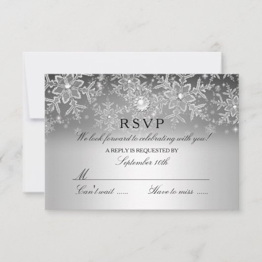 Crystal Pearl Snowflake Argent Hiver RSVP (Devant)