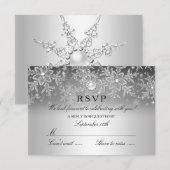 Crystal Pearl Snowflake Argent Hiver RSVP (Devant / Derrière)