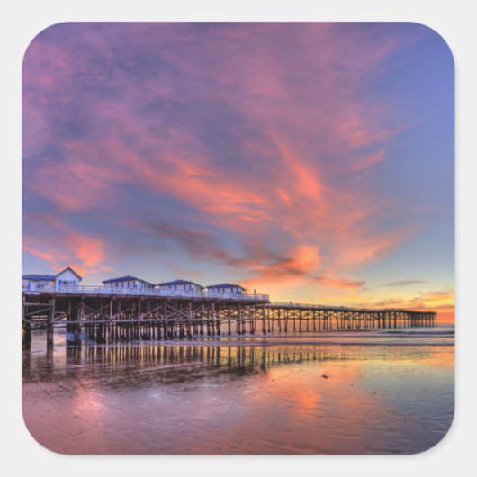 Crystal Pier Sunset Vierkante Sticker (Voorkant)