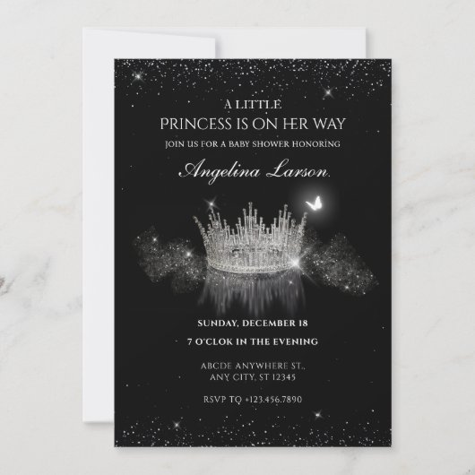 Crystal Princess Crown baby shower Invitation (Devant)