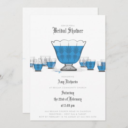 Crystal Punch Bowl Invitation de douche nuptiale (Devant / Derrière)