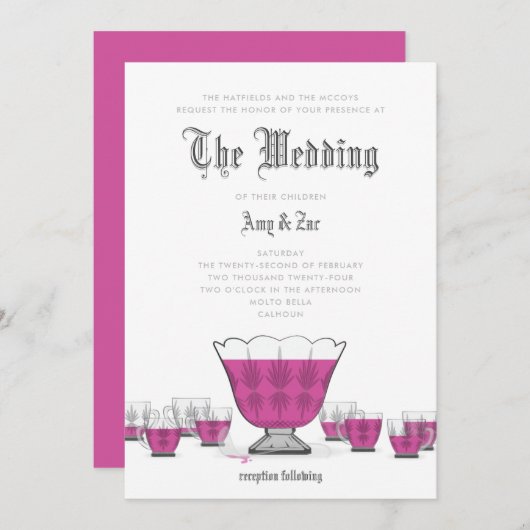 Crystal Punch Bowl Wedding Invitation Kaart (Voorkant / Achterkant)