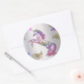 Crystal Rainbow Unicorns Ronde Sticker (Envelop)