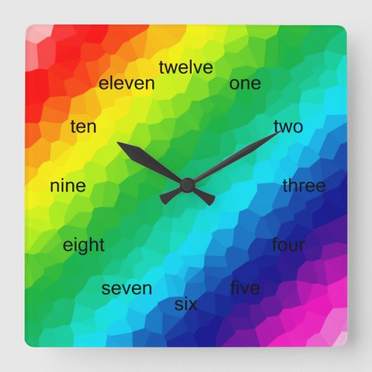 Crystal Rainbow Vierkante Klok (Voorkant)