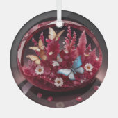 Crystal Ruby Flower Garden Butterflies Glas Ornament (Voorkant)