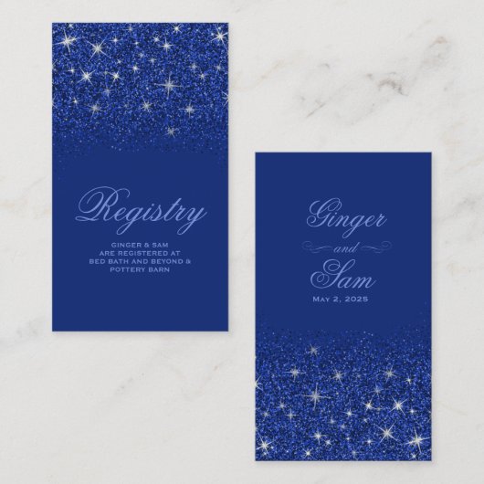 Crystal Sapphire Parties scintillant Mariage carte (Devant / Derrière)
